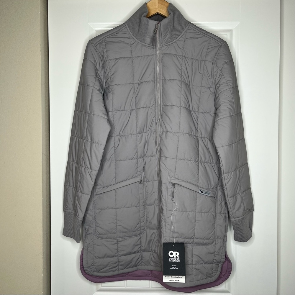 Outdoor Research Shadow Reversible Parka Moth Ash Purple Gray Winter Coat Size S